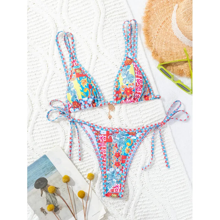 Carmen | Dames bikini met halterband en strikkoorden