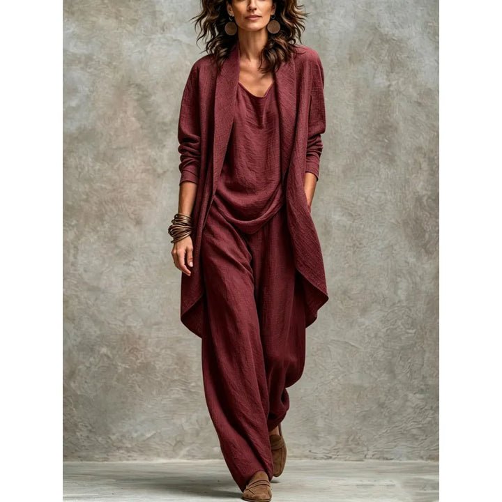 Julia | Dames Driedelige Set met Top en Broek