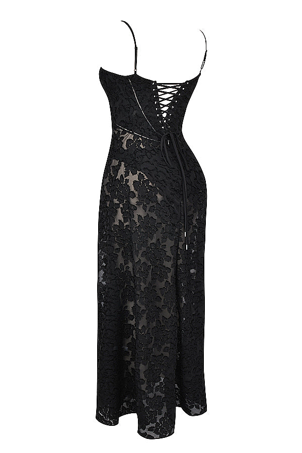 Noor | Dames jurk maxi strapless geborduurd tule A-lijn