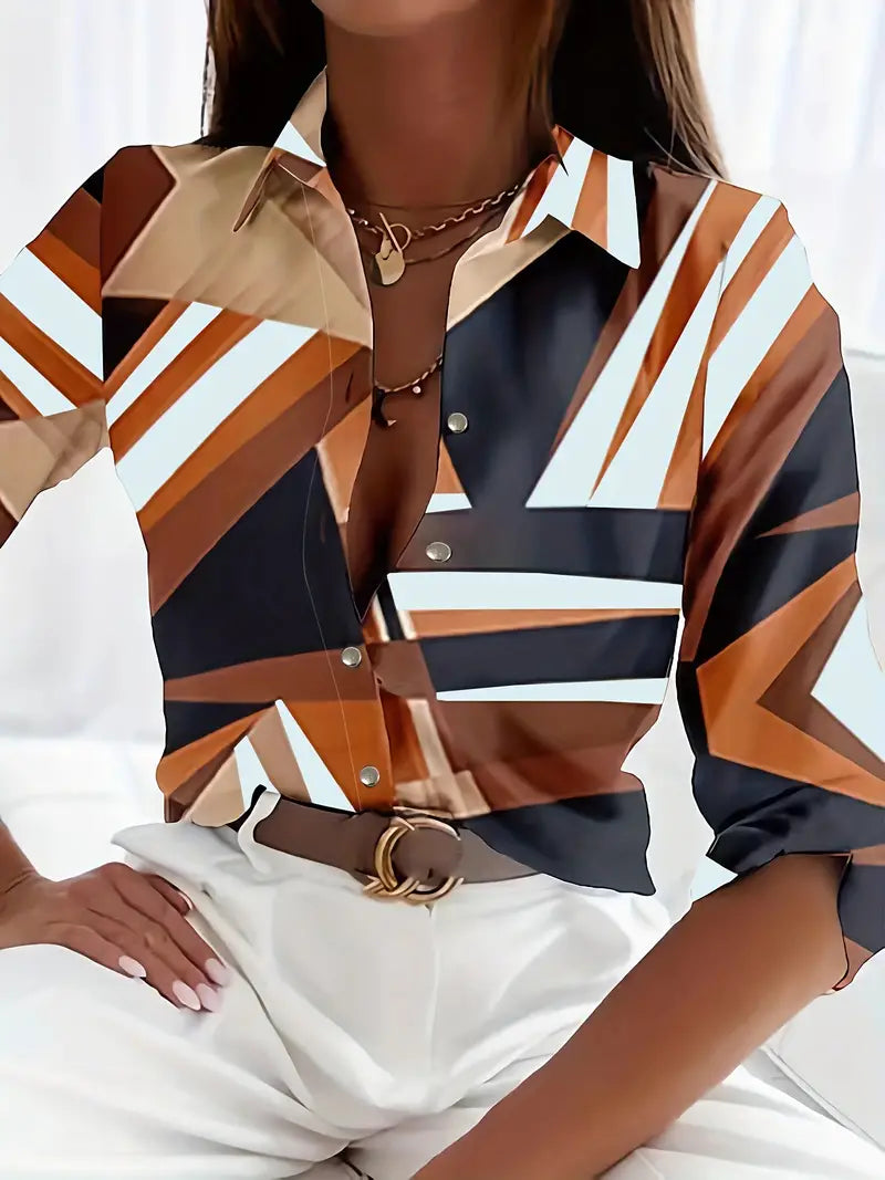 Desti | Dames blouse met V-hals en knoopsluiting