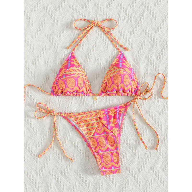Carmen | Dames bikini met halterband en strikkoorden