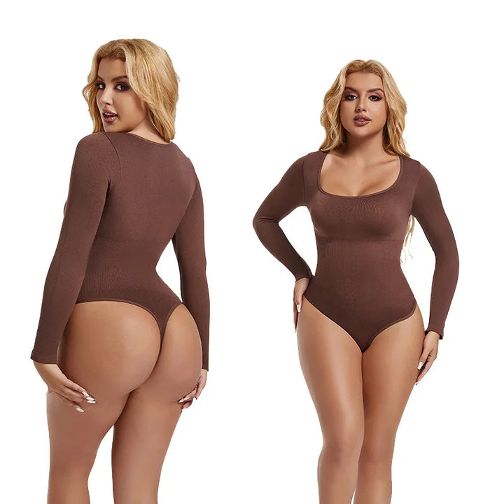 Francesca | Damesbody met vierkante hals en lange mouwen