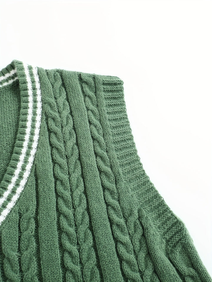 Gideon | Kabelgebreide V-hals Sweater Vest