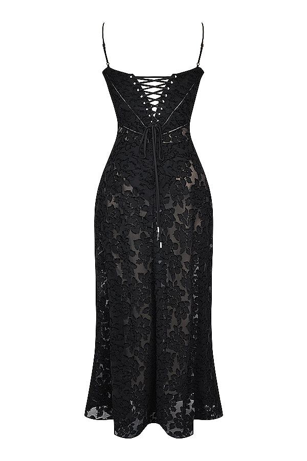 Noor | Dames jurk maxi strapless geborduurd tule A-lijn