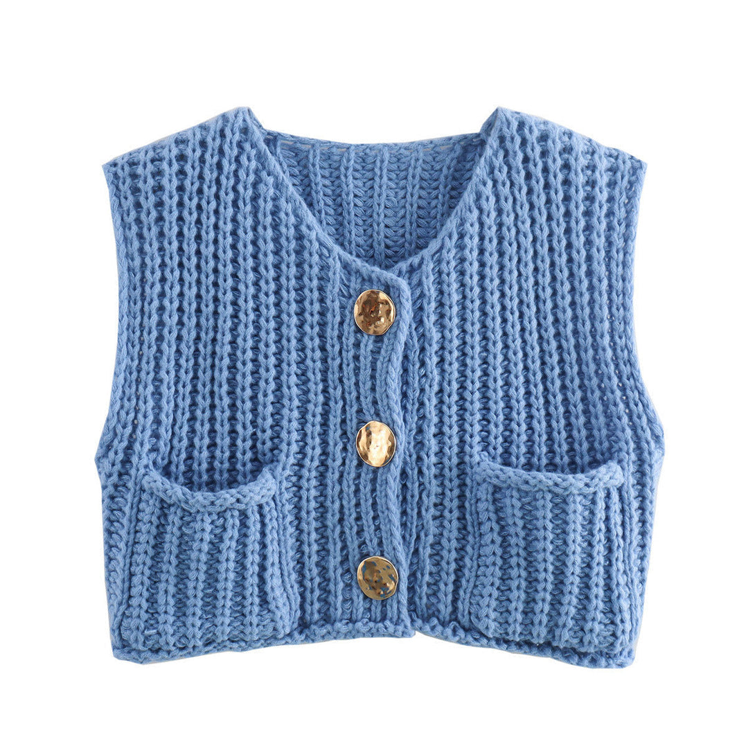 Romina | Gebreid Dames Gilet met Knopen – Tijdloos & Comfortabel