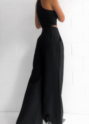 Mandi | Zwarte Hoge Taille Palazzo Pantalon