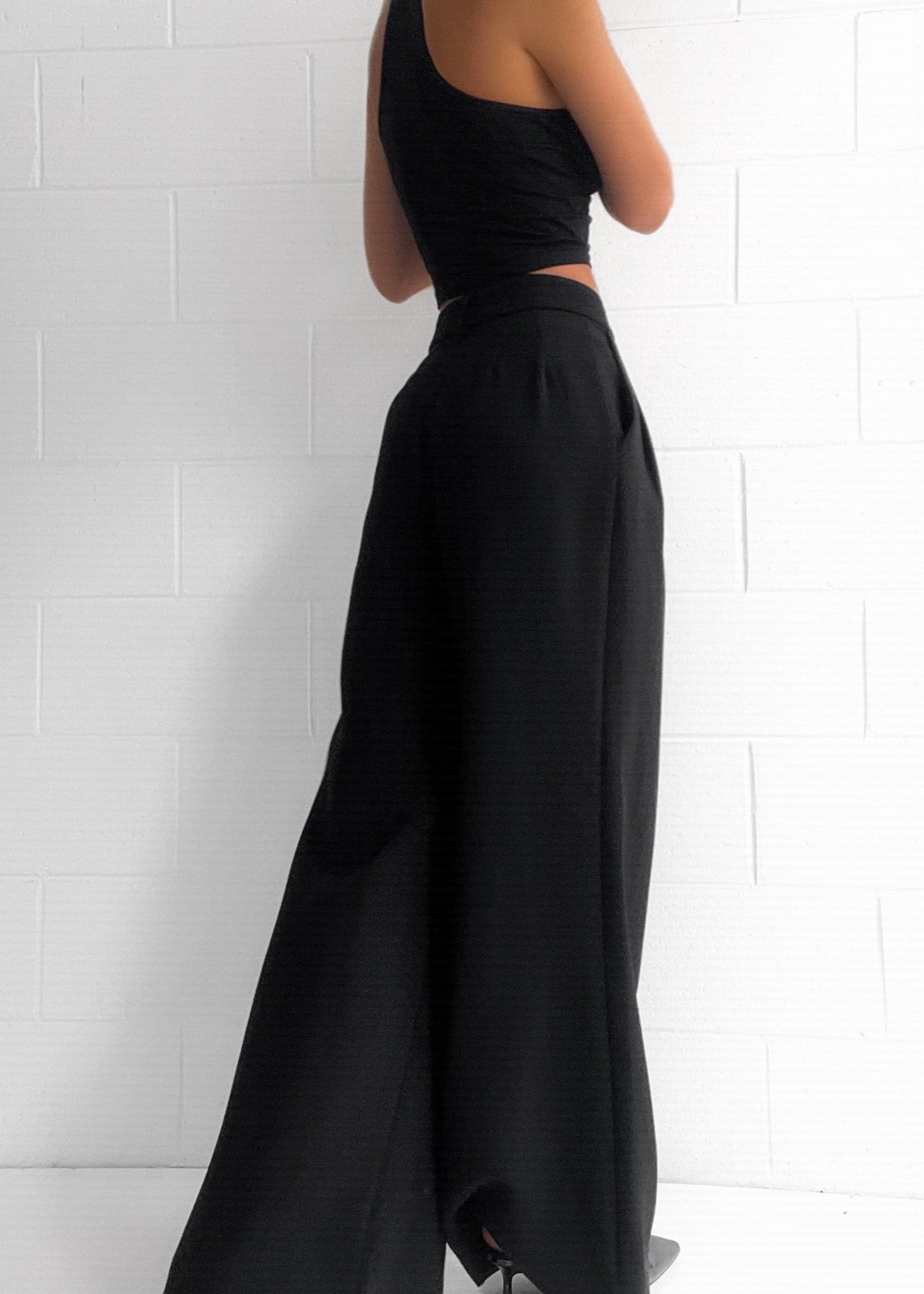 Mandi | Zwarte Hoge Taille Palazzo Pantalon
