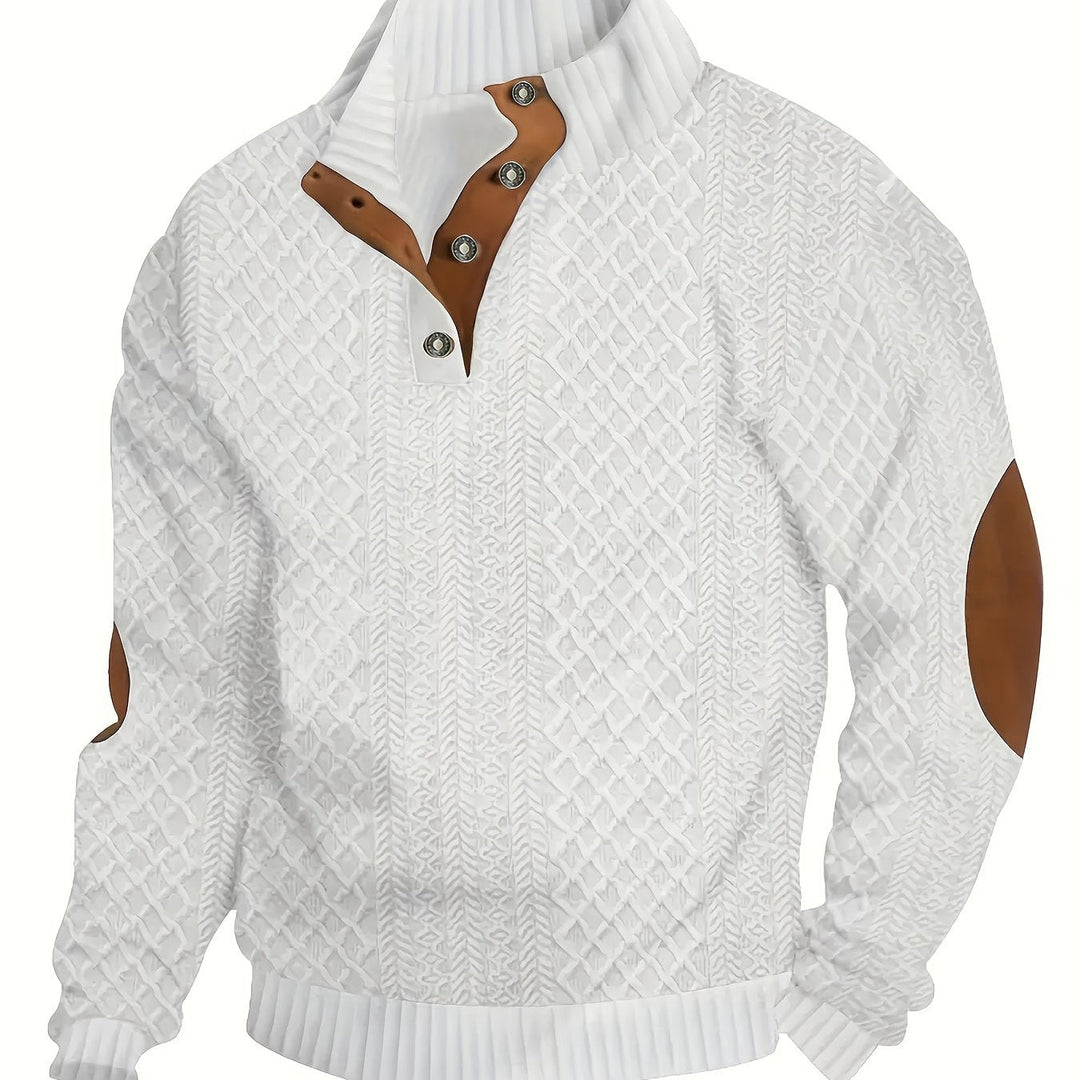 Ronan | Staande Kraag Knop Henley Trui