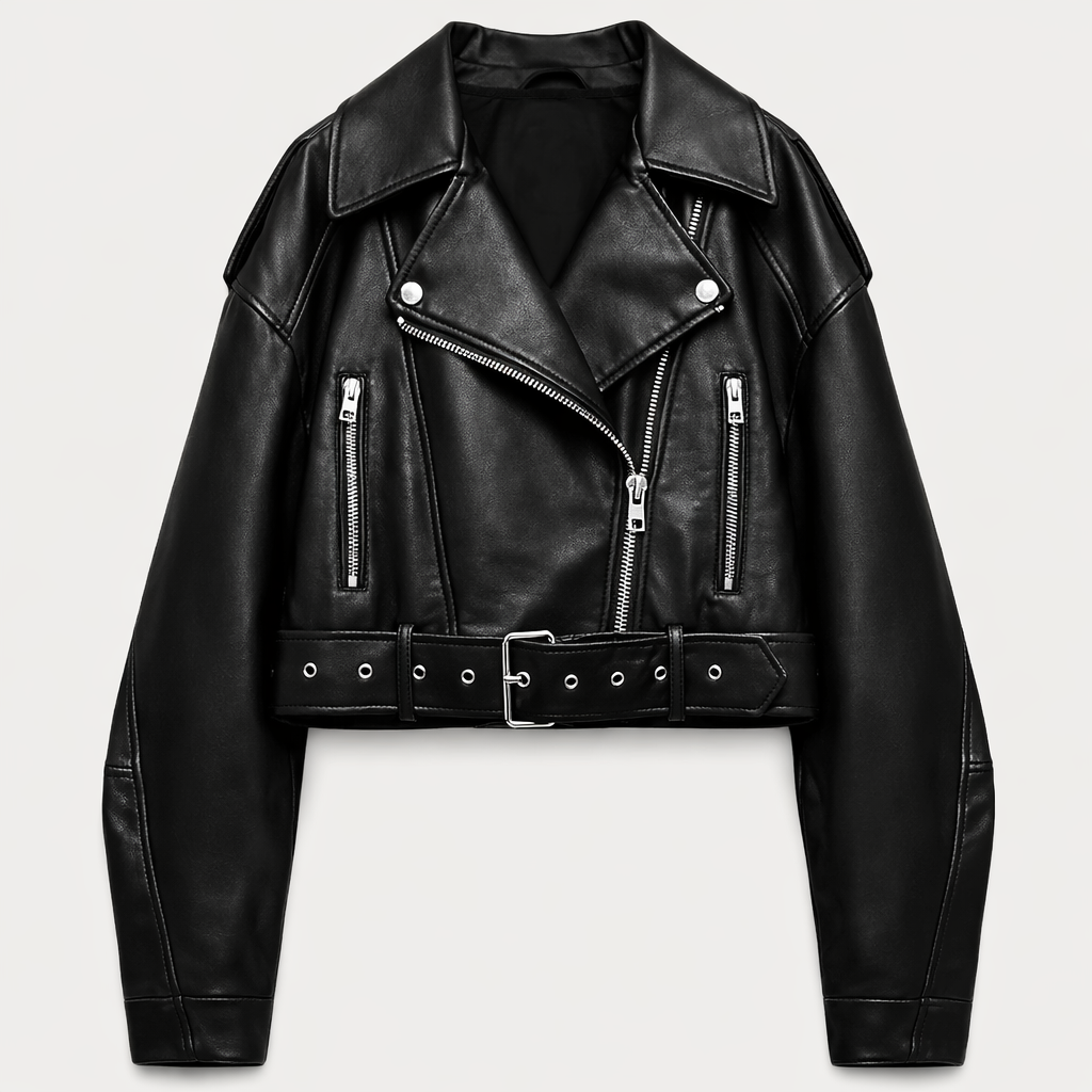 Abby | Cropped Leren Damesjas met Riem