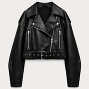 Abby | Cropped Leren Damesjas met Riem