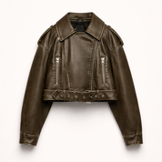 Abby | Cropped Leren Damesjas met Riem