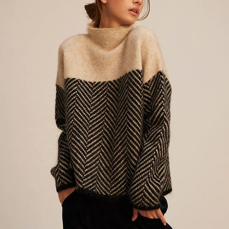 Dames Turtleneck Geometrisch Patroon Trui