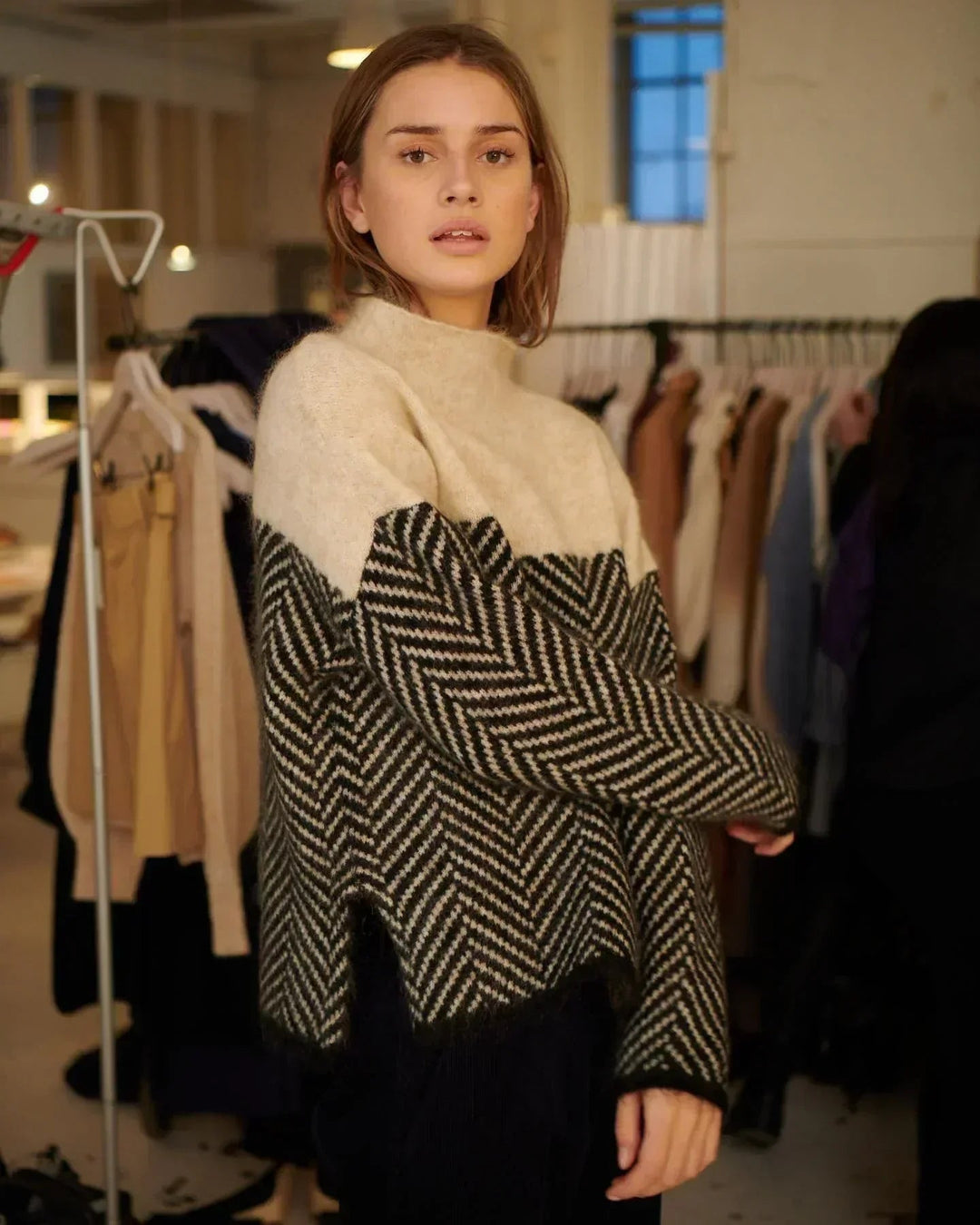 Dames Turtleneck Geometrisch Patroon Trui