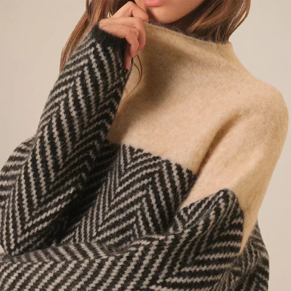 Dames Turtleneck Geometrisch Patroon Trui