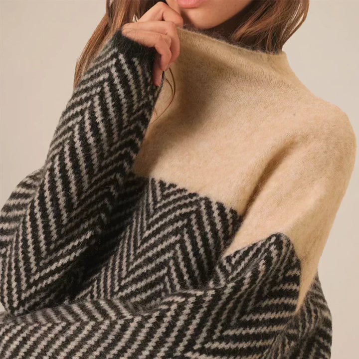 Dames Turtleneck Geometrisch Patroon Trui