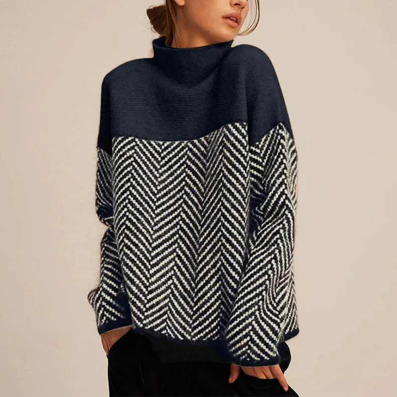 Dames Turtleneck Geometrisch Patroon Trui