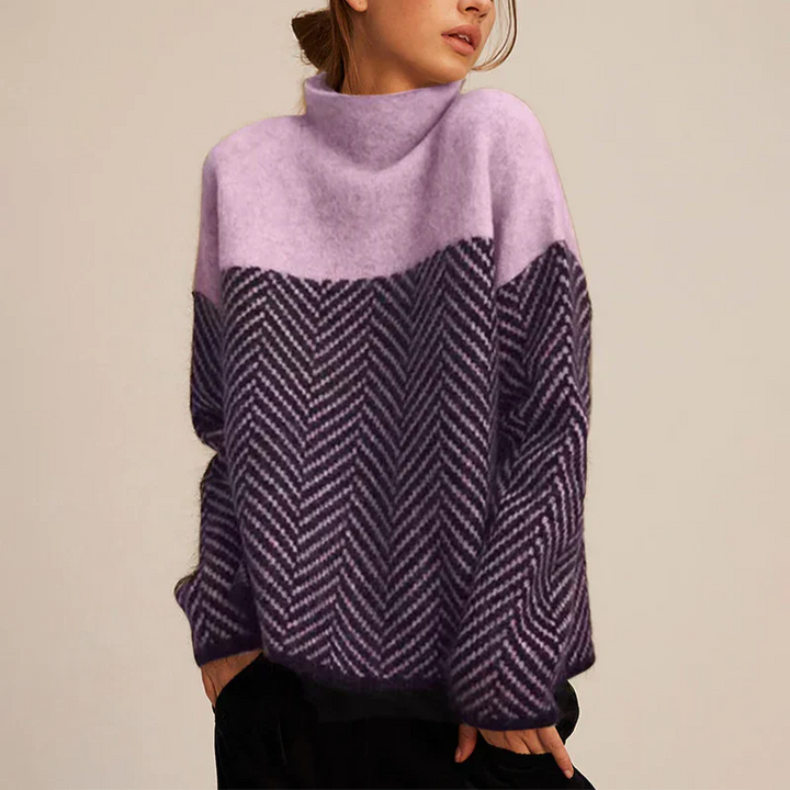 Dames Turtleneck Geometrisch Patroon Trui