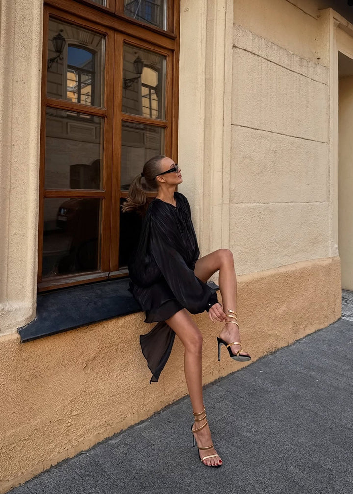 Diana | Dames mini jurk with plissé and mouwen