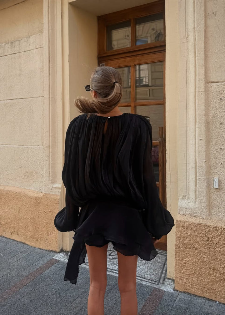 Diana | Dames mini jurk with plissé and mouwen