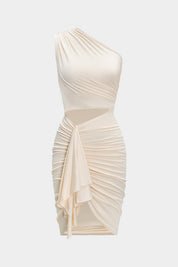 Amara |  Asymmetrisch Midi Jurk Dames met Verfijnde Ruches