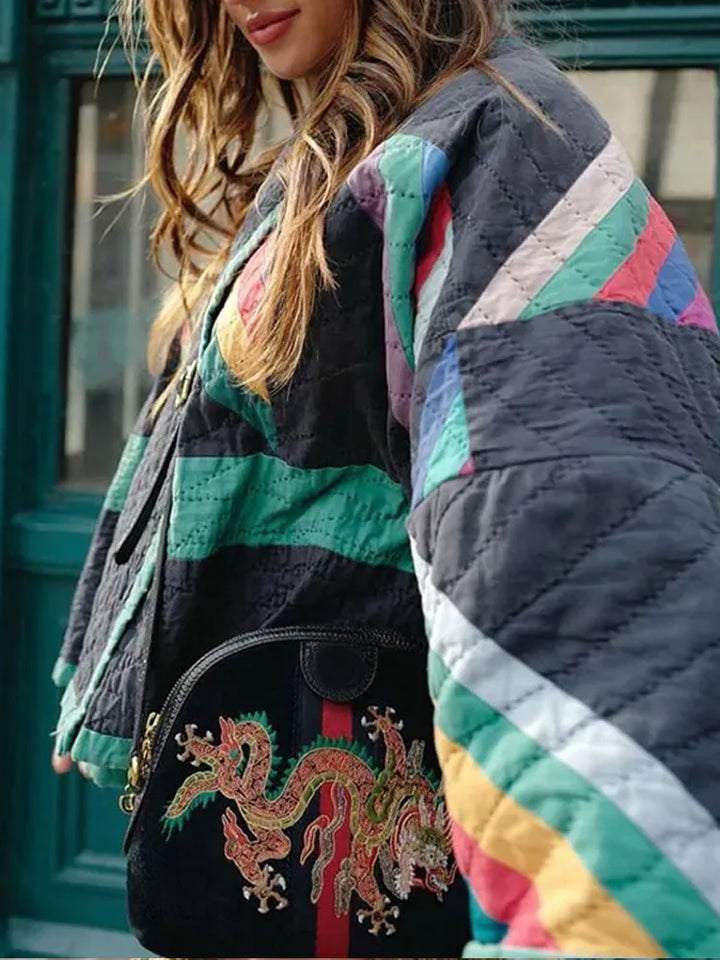 Leilani | Dames tussenjas met oversized pasvorm en patchwork