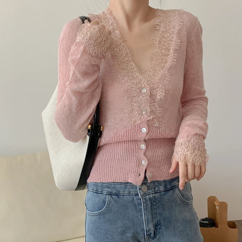 Olivia | Dames Vest met Kant en Knopen
