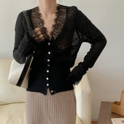 Aurelia | Vintage Dames Vest - Elegant Gebreid met Kant