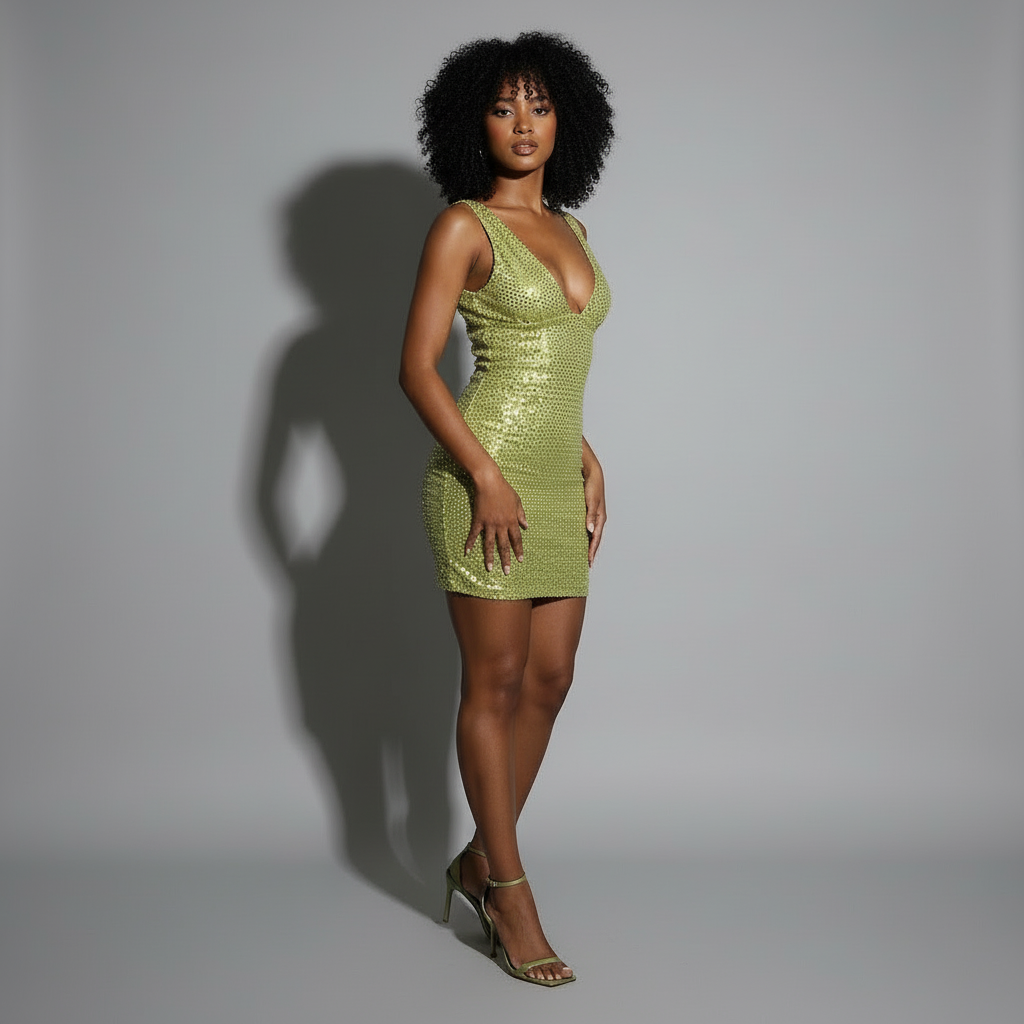 Paloma | Dames mini jurk met V-hals bodycon