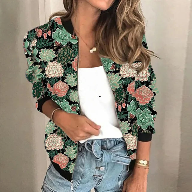 Averie | Dames jas met bloemenprint open voorzijde