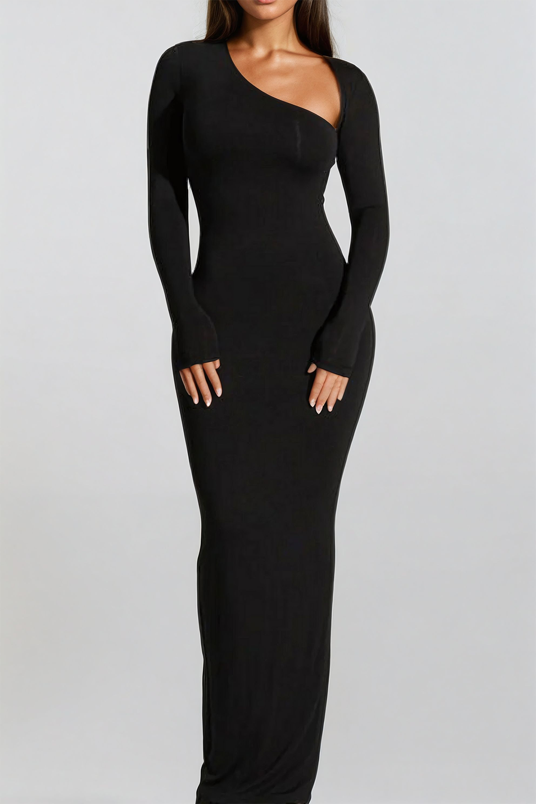 Jura | Lange Maxi Jurk Dames - Asymmetrisch Ontwerp met Halssplit