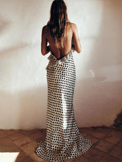 Ava | Vloeiende Maxi Jurk - Speelse Polkadot Print, Elegante Zomerjurk
