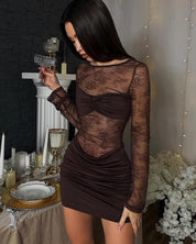 Ava | Open Rug Design Mini Jurk - Prachtig Kant, Perfect voor Galas en Cocktailfeesten