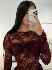 Ava | Open Rug Design Mini Jurk - Prachtig Kant, Perfect voor Galas en Cocktailfeesten