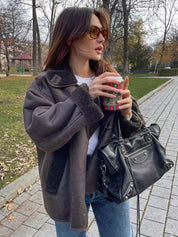Karra | Leren Look Winterjas Dames - Fleece Voering, Vintage Stijl
