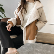 Ava | Trendy Dames Winterjas - Luxe Sherpa-Jack, Fleece Gevoerd, Trendy