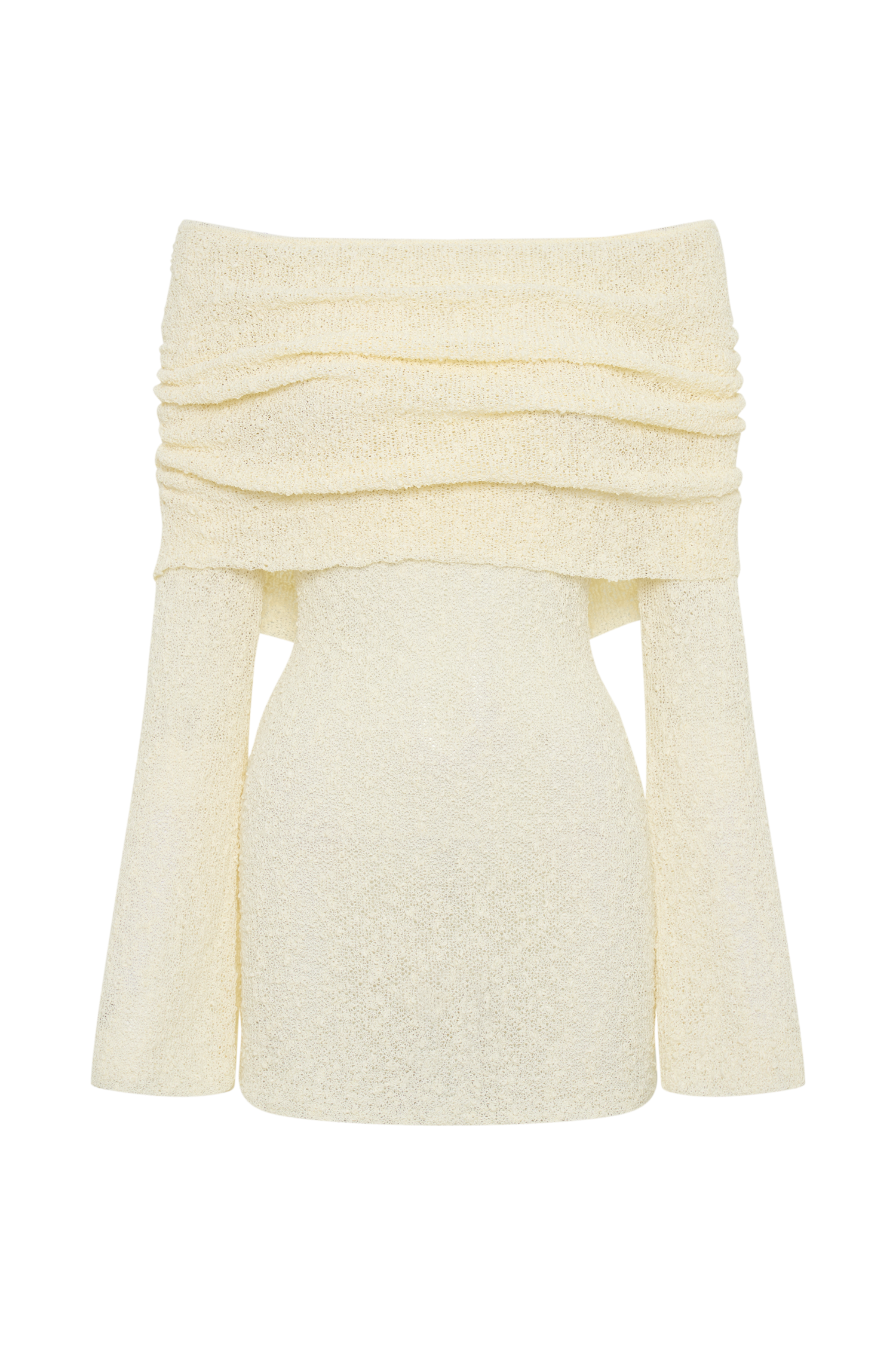 Anani | Off-Shoulder Gebreide Mini Jurk – Sheer & Elegant