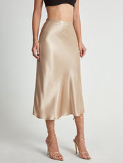 Della | Elegante Satijnen Midi-Rok - Hoge Taille
