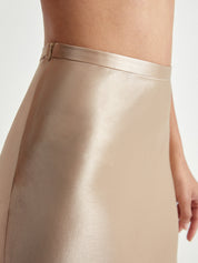 Della | Elegante Satijnen Midi-Rok - Hoge Taille