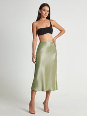 Della | Elegante Satijnen Midi-Rok - Hoge Taille
