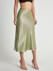 Della | Elegante Satijnen Midi-Rok - Hoge Taille