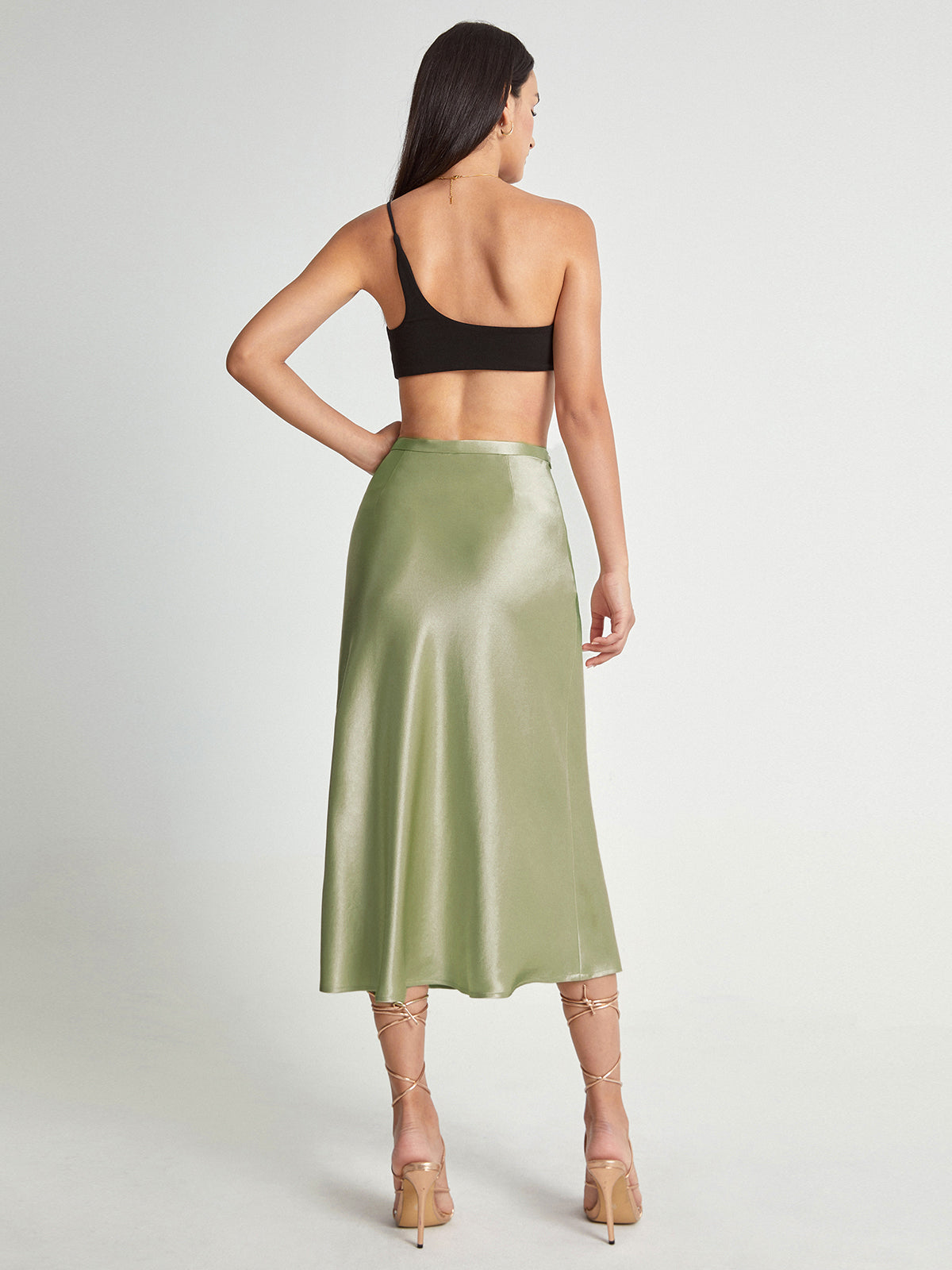 Della | Elegante Satijnen Midi-Rok - Hoge Taille