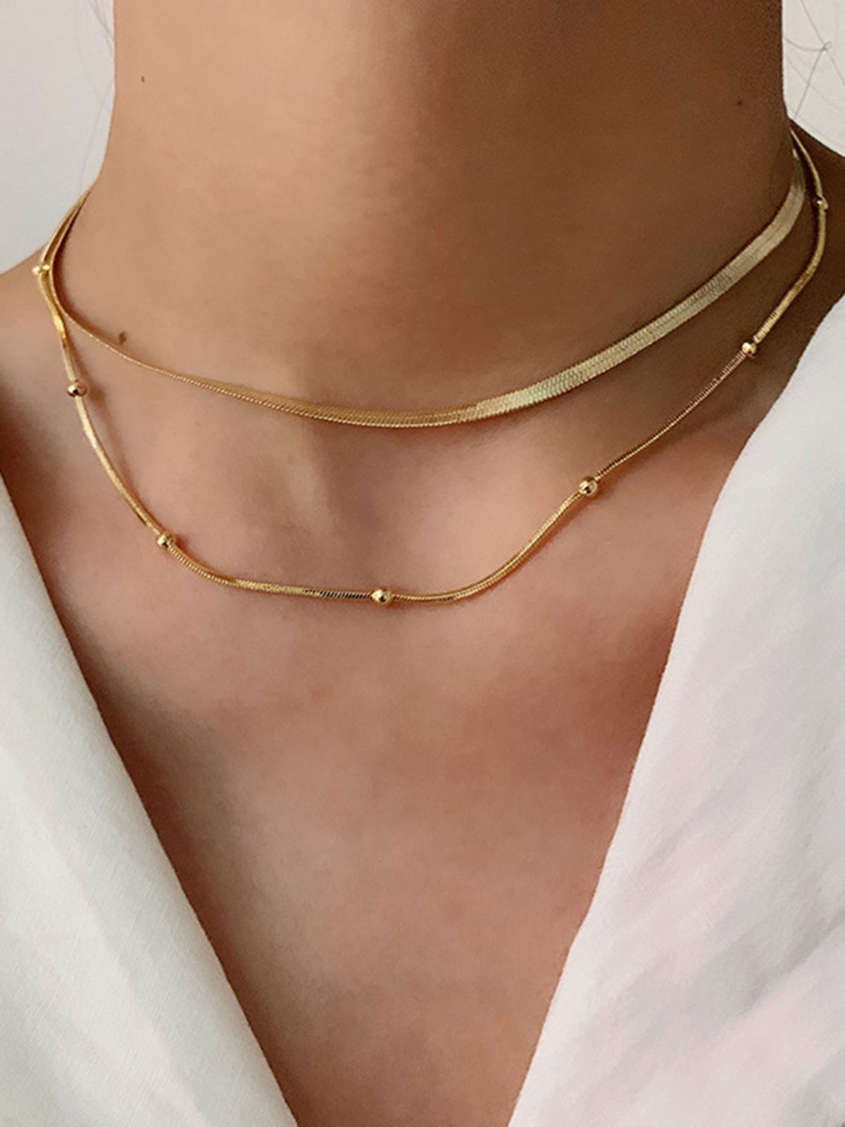 Kacey | Gelaagde Goudkleurige Ketting met Kralen