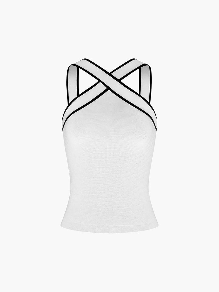 Ensley | Dames top met kruisende halsbanden mouwloos model