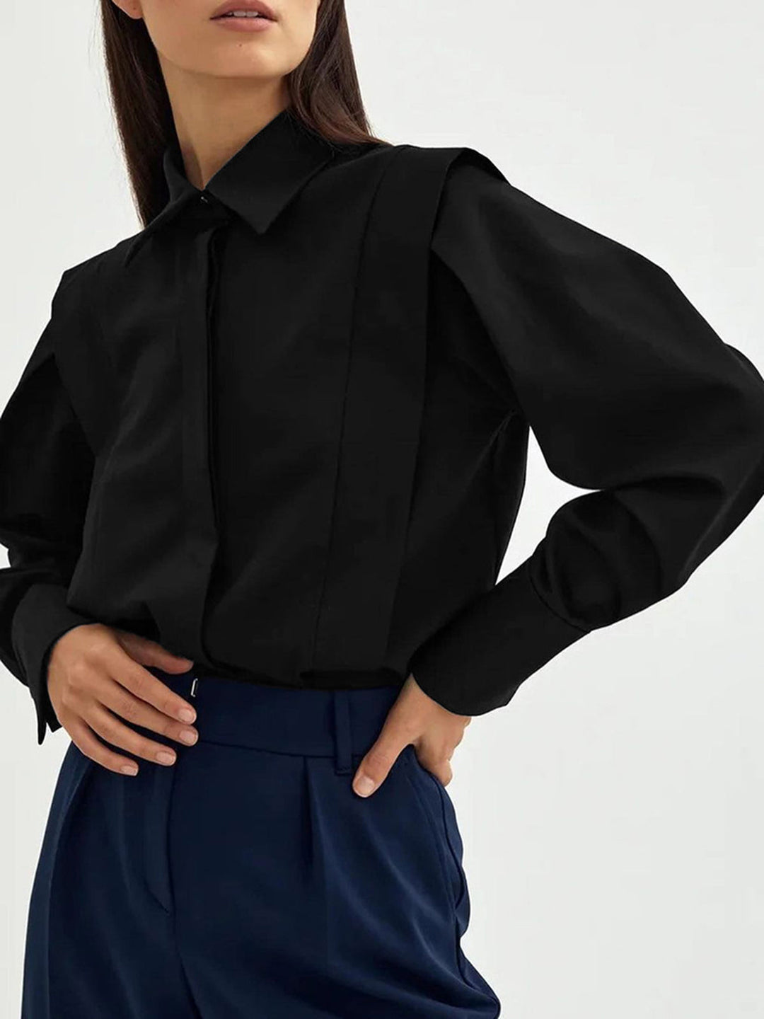 Esme | Damesblouse met pofmouwen en knoopsluiting