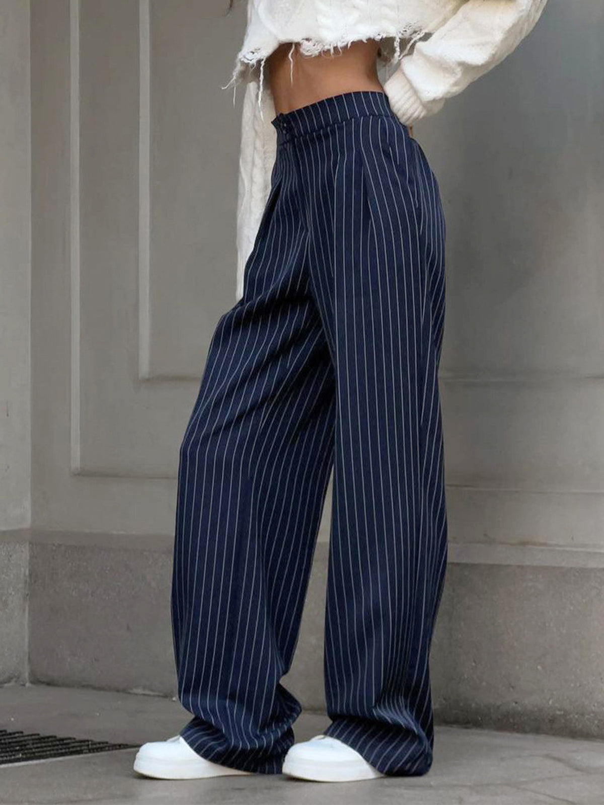 Hedy | Gestreepte Wide-Leg Damesbroek met Hoge Taille – Elegant & Comfort