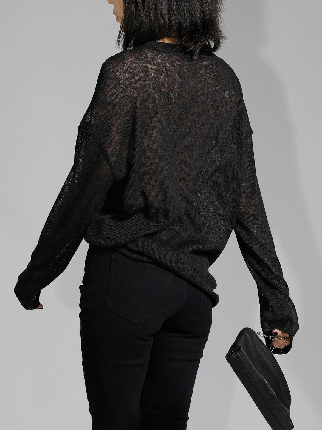 Alessia | Dames top met knoopdetail transparant mouwen