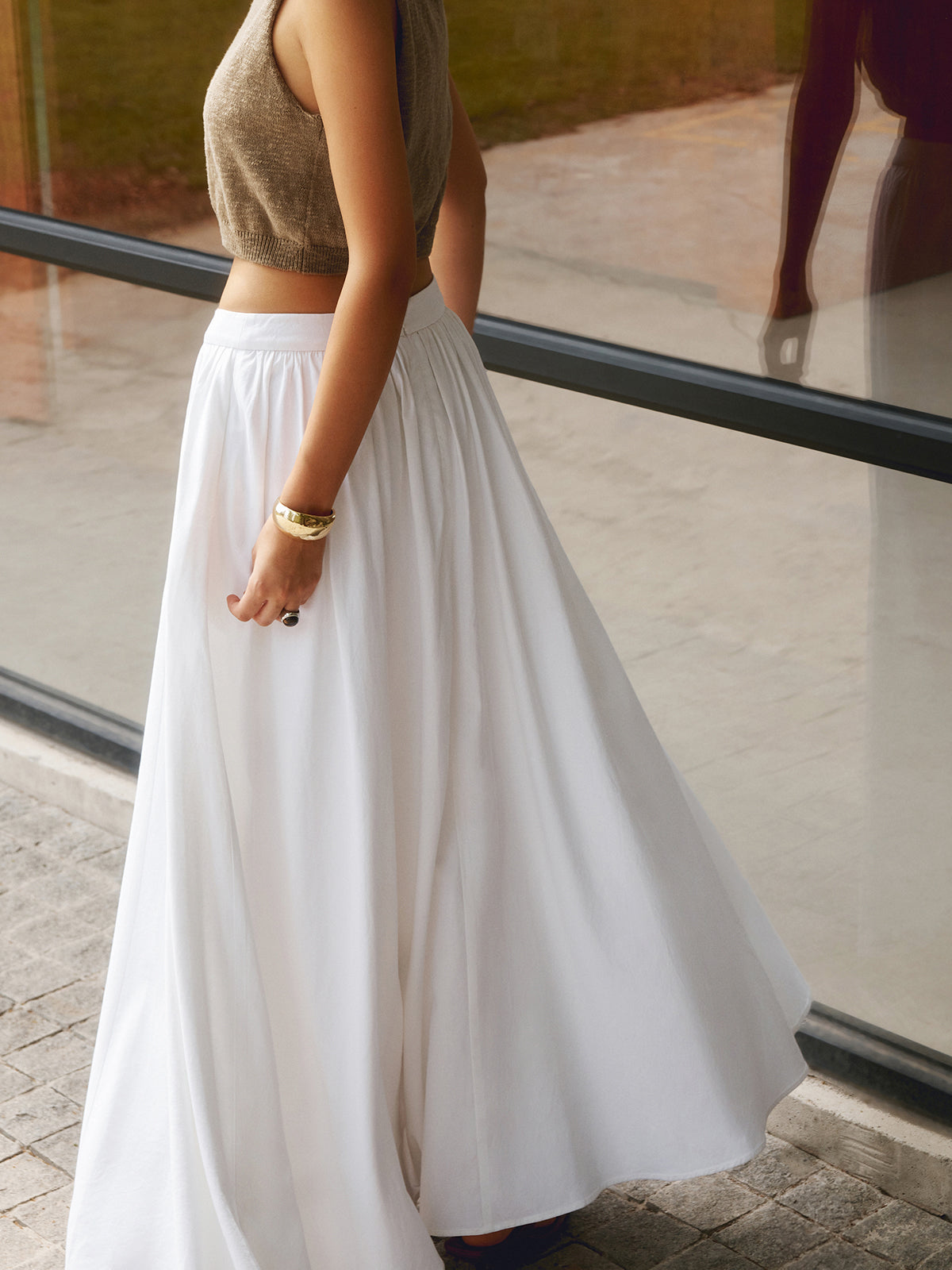 Felipa | Hoge Taille Maxi Rok Dames – Plissé Look