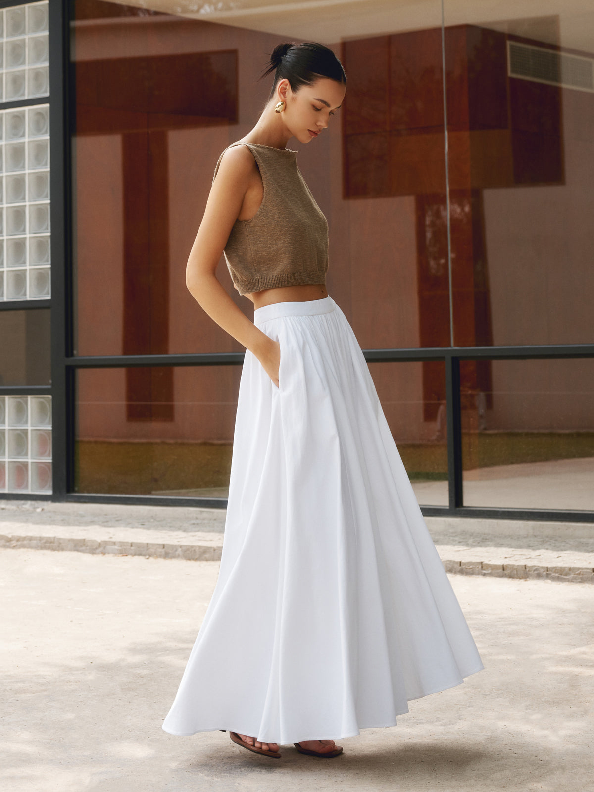 Felipa | Hoge Taille Maxi Rok Dames – Plissé Look