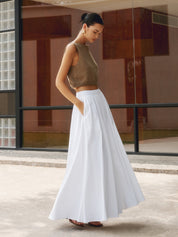 Felipa | Hoge Taille Maxi Rok Dames – Plissé Look