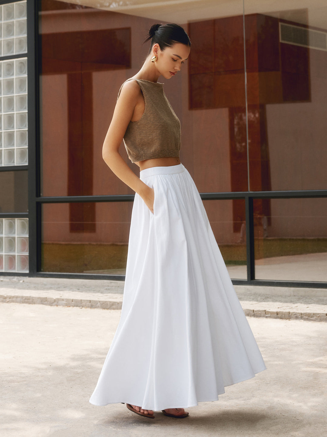 Claire | Dames maxi rok met hoge en plissé